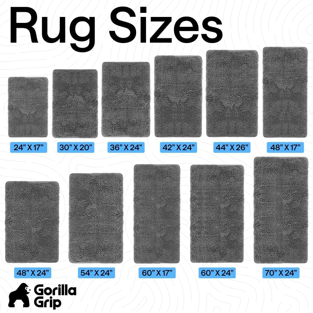 Bath Rug Mat, Thick Soft Absorbent Chenille, Quick Dry Microfiber Mats, Rubber Backing Washable Shower Floor Rugs, US Designed Bathroom Bathmat Home Decor Accessories, 24X17, Grey