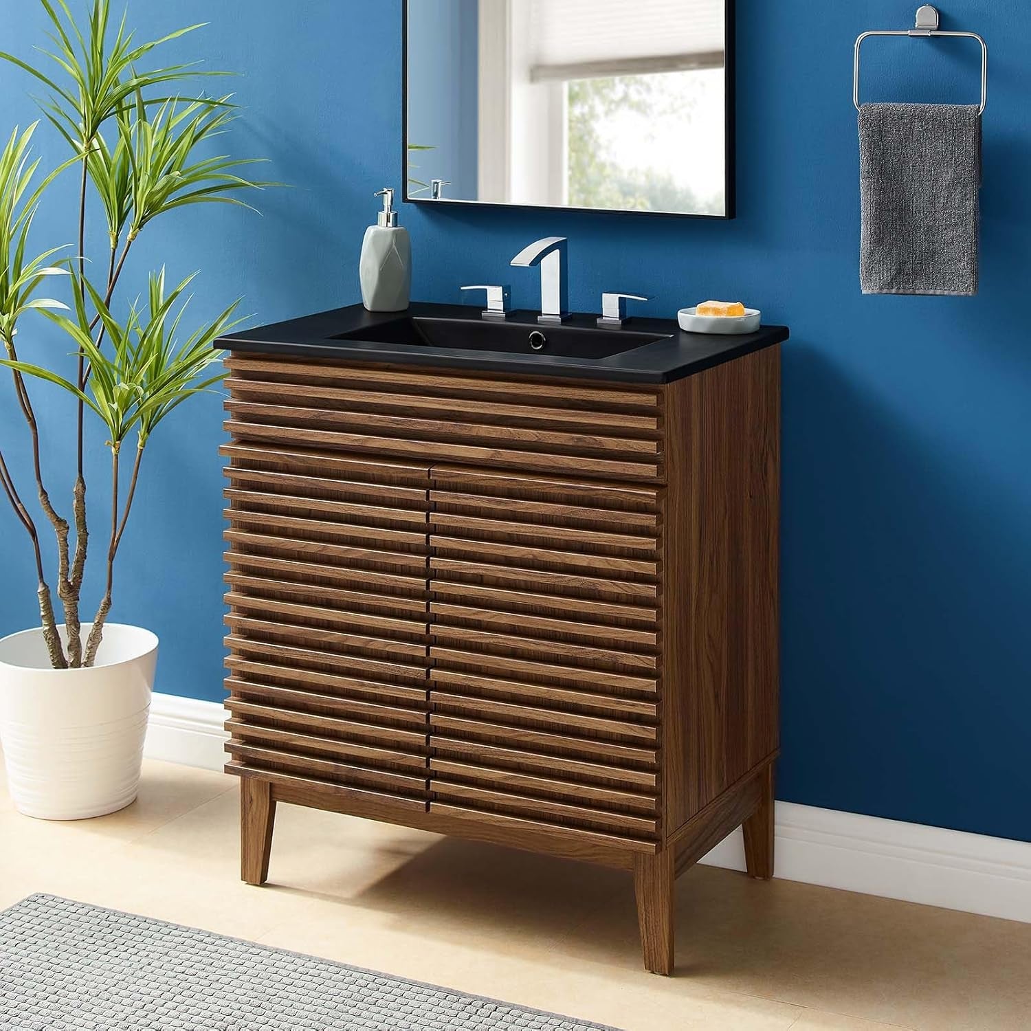Render 30" Bathroom Vanity with Sink in Walnut Black